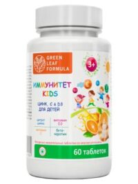 Купить Green Leaf Formula Цинк и витамин С для детей (для иммунитета) со вкусом апельсина жевательные таблетки 60 шт.