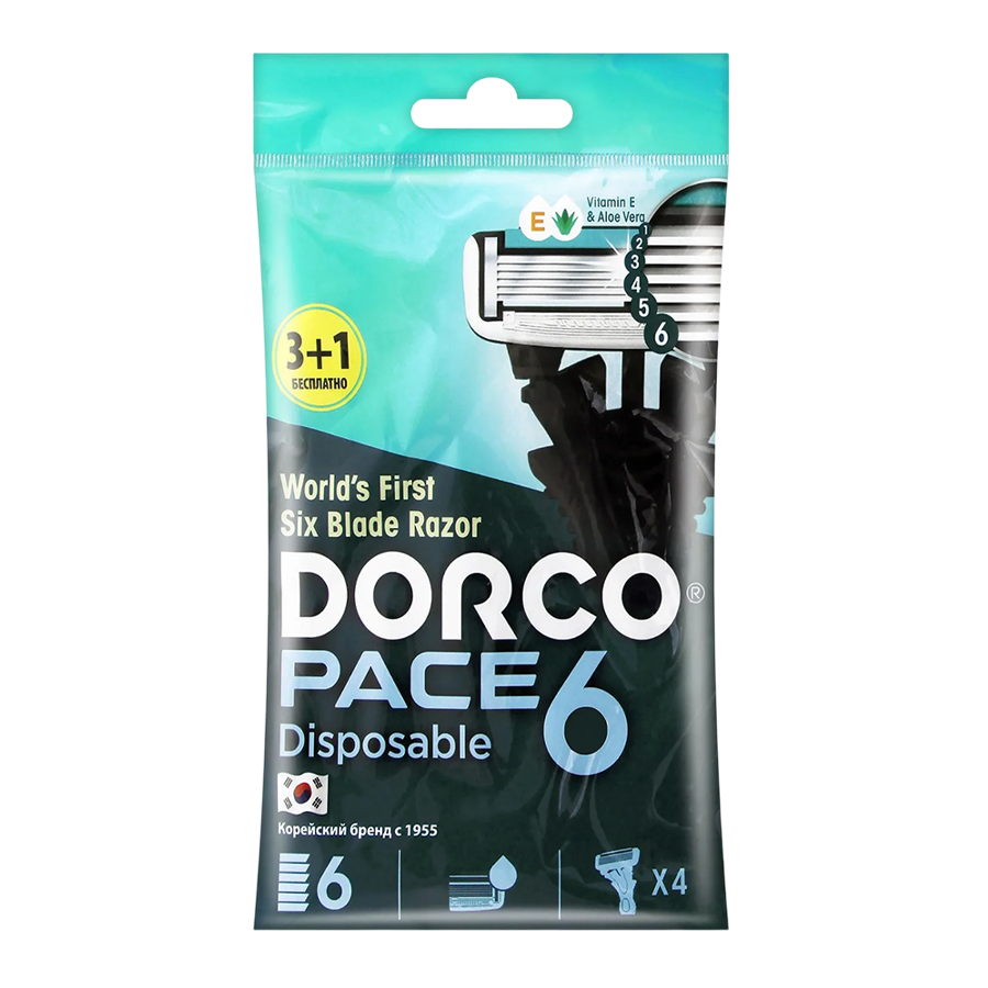 Станок для бритья одноразовый Pace 6 Dorco — 4 шт Аптека 7 Купить Станок для бритья одноразовый Pace 6 Dorco — 4 шт 7