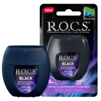Купить Зубная нить ROCS Black Edition расширяющаяся