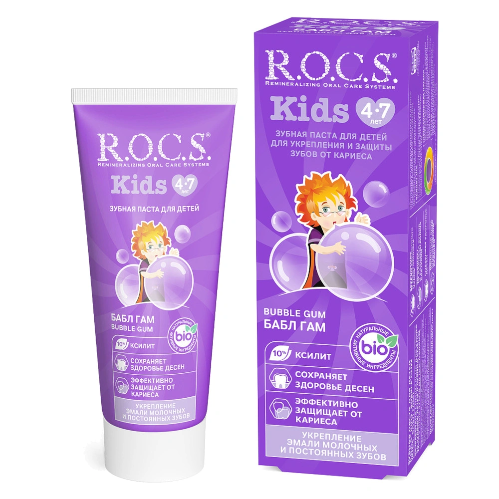 Зубная паста ROCS Kids Бабл гам (от 4 до 7 лет) Аптека 7 Купить Зубная паста ROCS Kids Бабл гам (от 4 до 7 лет) 7