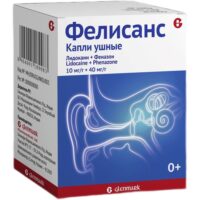 Купить Фелисанс Капли ушные 10 мг/г + 40 мг/г флакон 16 г