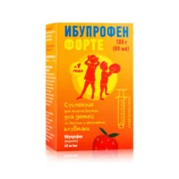 Купить Ибупрофен форте Суспензия для приема внутрь 40 мг/мл со вкусом и ароматом клубники 100 г 80 мл 10