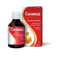 Купить Лекарственное средство Синекод Раствор от сухого кашля для детей с 3-х лет и взрослых с мерным стаканчиком со вкусом ванили 1,5 мг/мл 200 мл 10