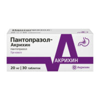 Купить Пантопразол-Акрихин Таблетки кишечнорастворимые покрытые пленочной оболочкой 20 мг 30 шт