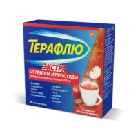Купить ТераФлю Экстра от гриппа и простуды Порошок для приготовления раствора для приема внутрь яблоко/корица 10 шт 10