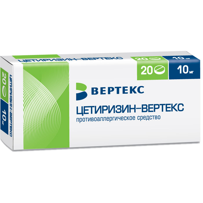 Цетиризин-Вертекс Таблетки 10 мг 20 шт Аптека 7 Купить Цетиризин-Вертекс Таблетки 10 мг 20 шт 7