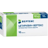 Купить Цетиризин-Вертекс Таблетки покрытые оболочкой 10 мг 10 шт 10